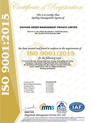 ISO 9001:2015 certification for Gauvins Green