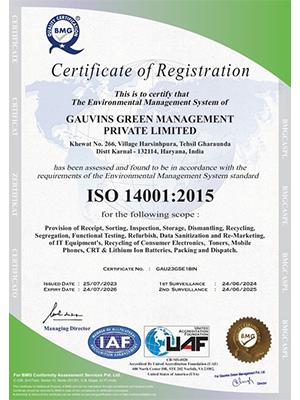 ISO 14001:2015 certification for Gauvins Green