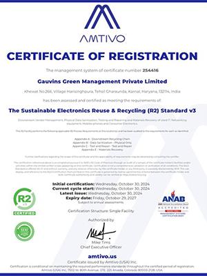 R2 Standard V3 certification for Gauvins Green